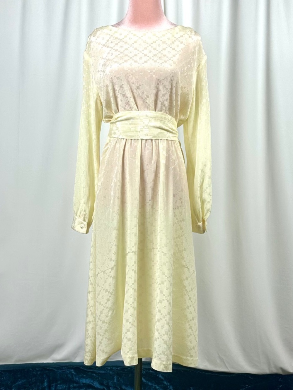 Vintage Eaton Cream Prairie Dress Sheer Sleeve Minimalist S